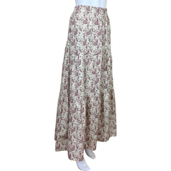 The Westside Skirt Maxi Printed Paisley  Ruffle Details Sz L Red Dark Color g24 - Picture 3 of 7